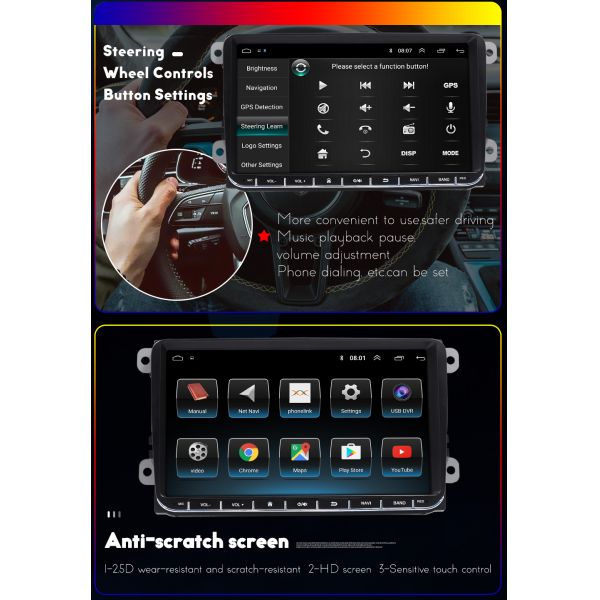 Volkswagen 9 Inch Double Din Car Stereo Head Unit Autoradio Carplay Capacitive Screen