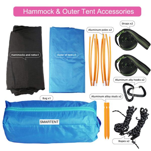 270*140CM Внешний желтый водонепроницаемый 210T Полиэстер портативный палатка для кемпинга 70D Ripstop нейлонная москитная сетка гамак 2 в 1