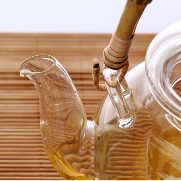 Coffee / Tea Clear Glass Teapot With Bamboo Handle Thermal Shock Protection