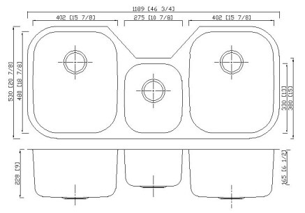 Раковина Сс шара двойника Ундермоунт, раковина сельского дома шара нержавеющей стали двойная