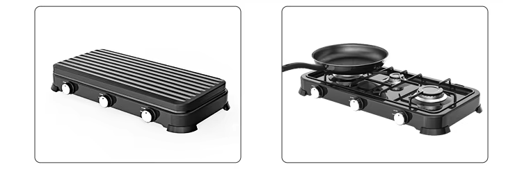 Customizable Cooking 3 Plate Gas Stove Heat Resistant Energy Efficiency