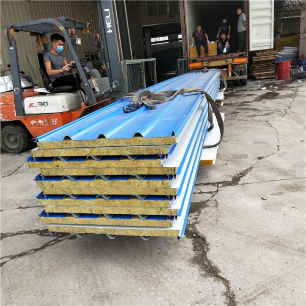 11800mm rock wool sandwich roof panel 960-50-0.376mm with embossing steel sheet dpwn