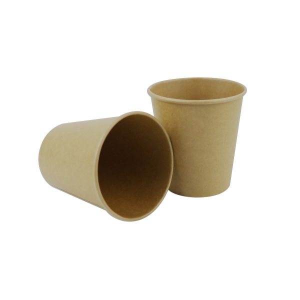 7oz Brown Kraft Disposable Paper Cups , Smoothful Rim Insulated Drinking Cups