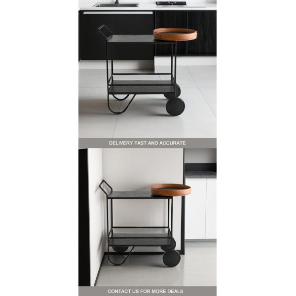 MOYI Customized Iron Trolley Quality Wooden Cart with Wheels for Hotels