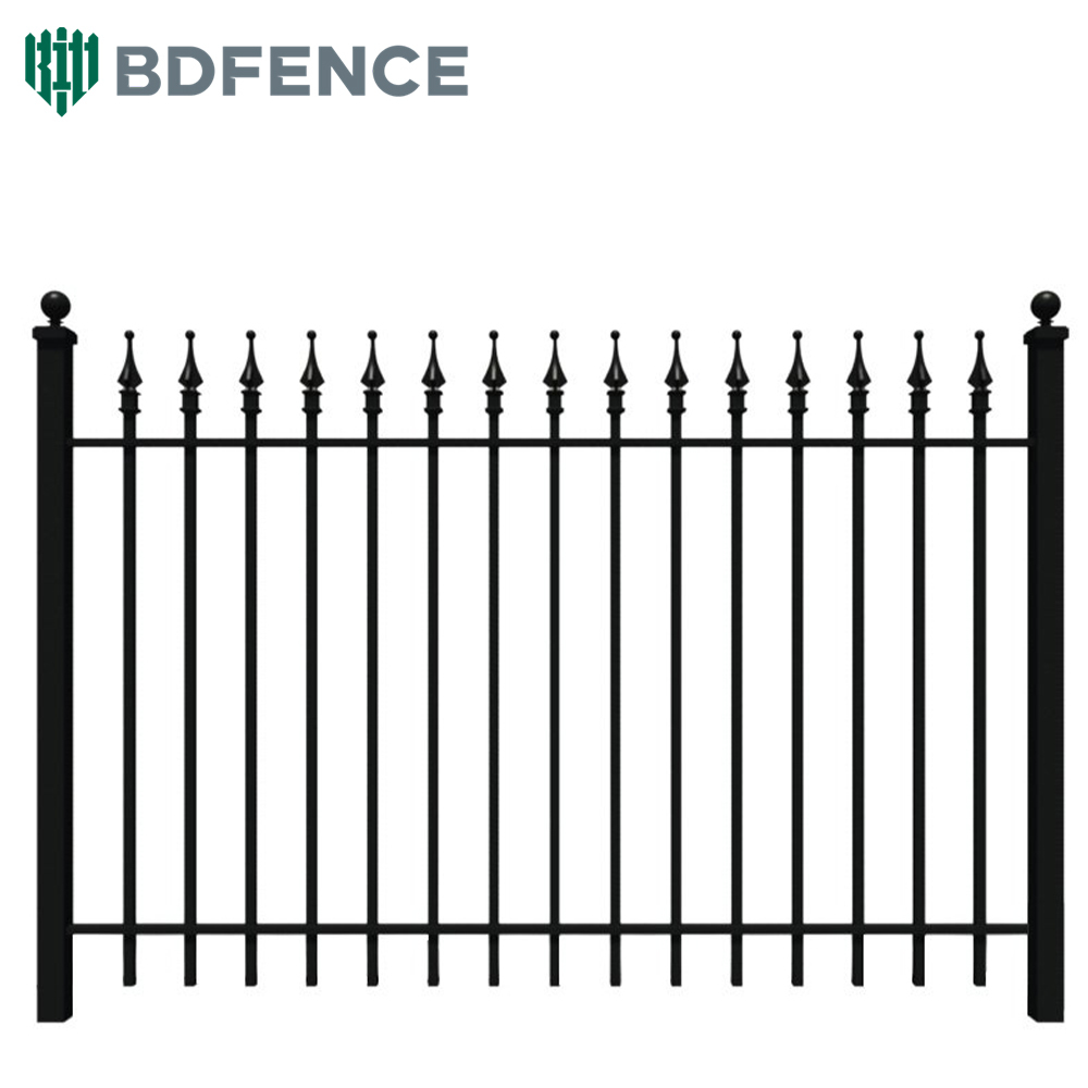 Wrought Iron Sheet Panel Picket Flat Top Galvanized Steel Tubular Metal Fence Hot Powder Coated Decorative Panels 3D Modeling