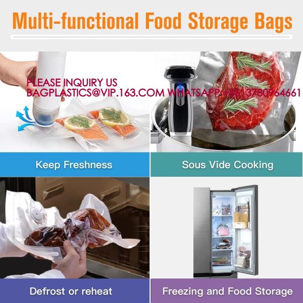 Vacuum Food Saver Bag, Reusable Freezer Bags, Vac Seal Bag Double Lock Zipper Keep fresh