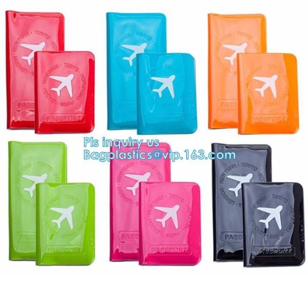 shinny promotion PVC Passport cover or Passport Case, PU and PVC grid card holder with zipper passport cover, Passport C