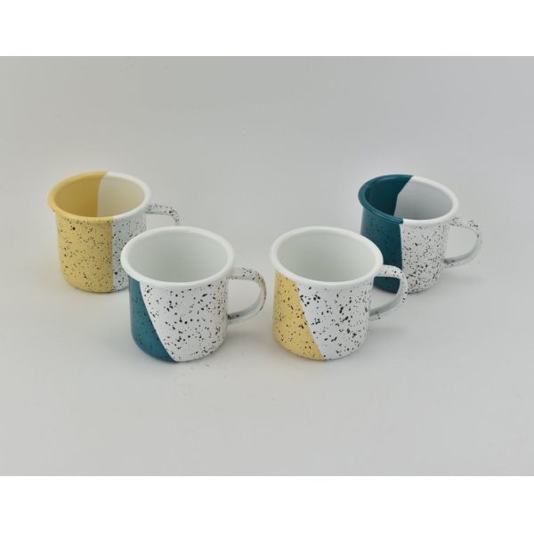 Half Color Speckled Enamel Tableware Set EU FDA Certified 0.5mm Thickness