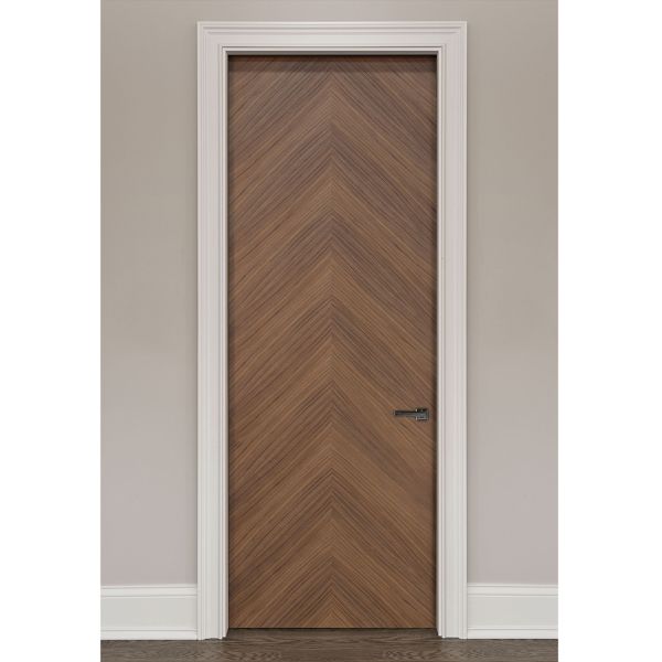 Modern Security Wooden Interior Doors Brown Gray Wood Veneer Door