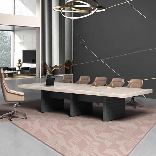 Mesa de escritório de 8 lugares para sala de reuniões OEM cinza escuro para instalações comerciais