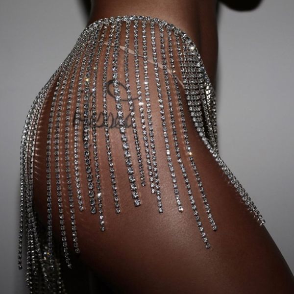 Hot Selling Rhinestone Tassel Waist Chain Sexy Stage Performance Body Chain European and American Accessories Female Body Chain