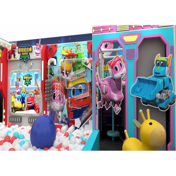 Custom Macaron Play Kids Indoor Play Structure Castle Maze Slide Trampoline for Home Villa