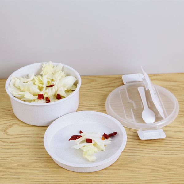 Kids Adults Wheat Fiber Bento Disposable Plastic Lunch Boxes