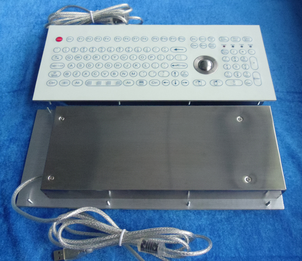 Клавиатура мембраны плоского scrachproof промышленная с trackball и функциональными ключами