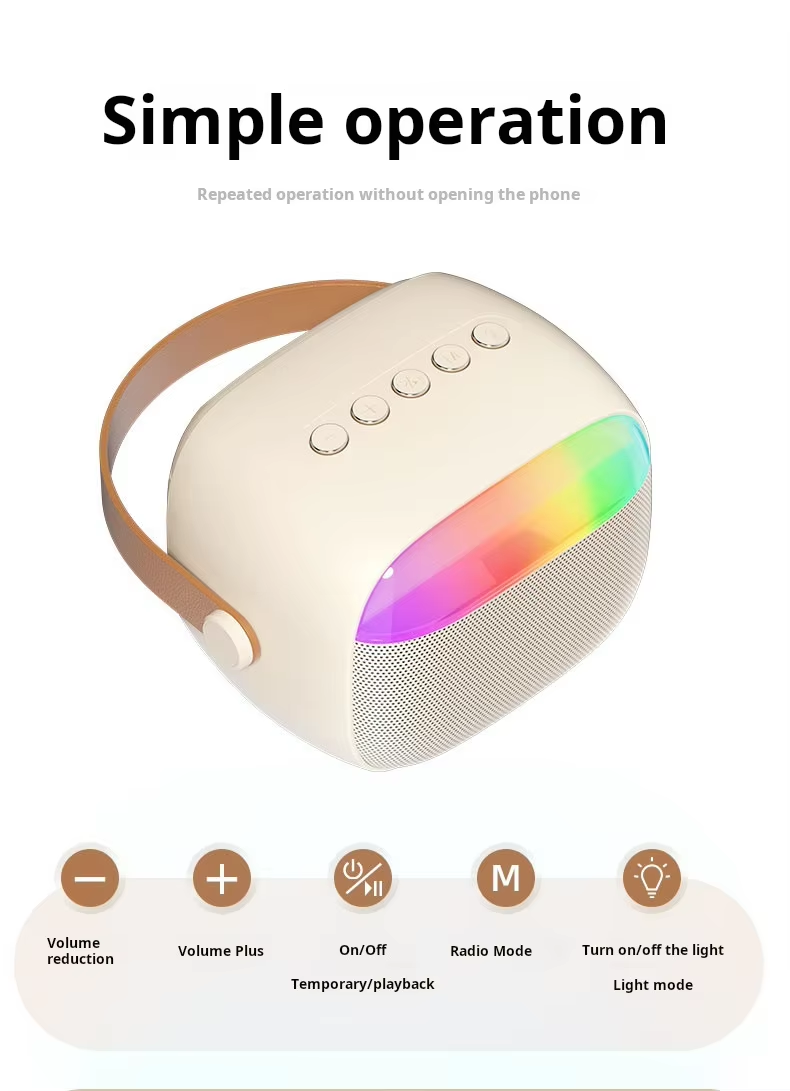 Wireless Karaoke Speaker With Microphone RGB Light Mini Portable BT Speaker For Home Party