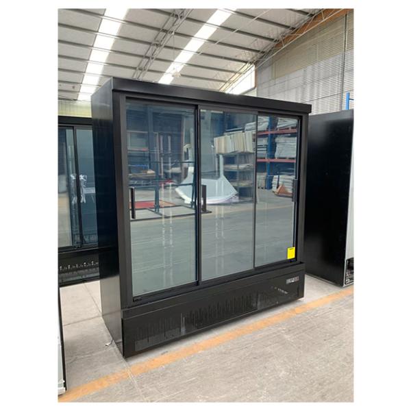 Puerta de vidrio múltiple tipo empujar-tirar, unidad inferior negra comercial para supermercado, refrigerador exhibidor congelador