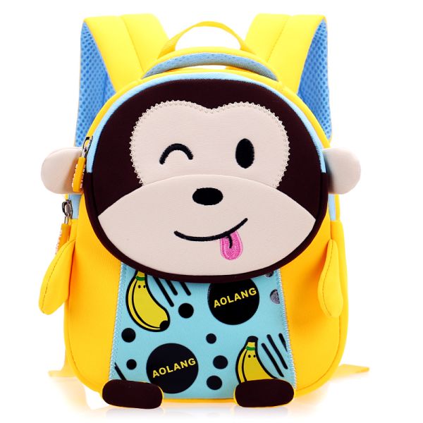 Monkey Neoprene Waterproof Kids Backpack 3D Cute Cartoon Anti Lost