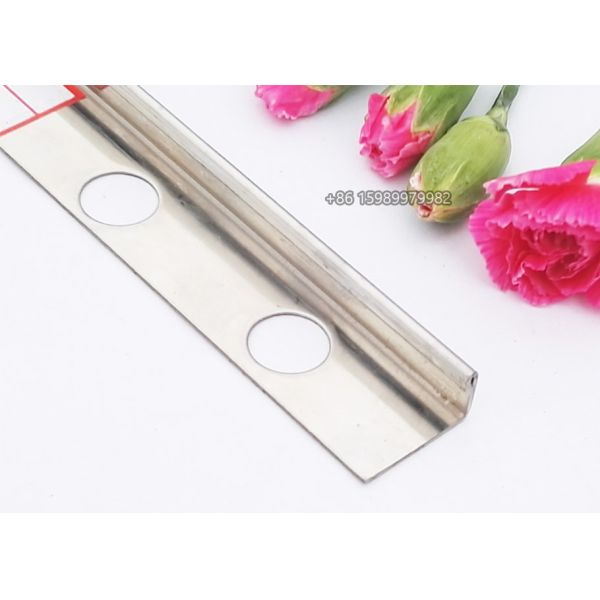 Brushed Steel Tile Trim 8mm , L Shaped Stainless Steel Outside Corner Molding