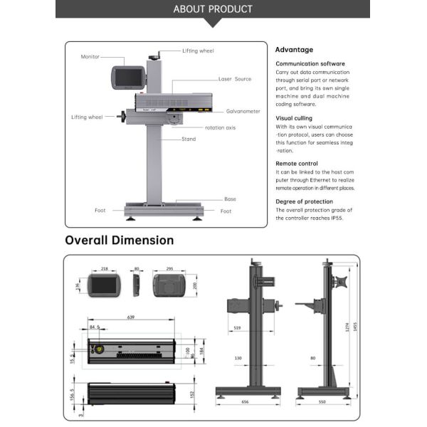 CO2 Fly Laser Marking Machine 30W 40W 60W For Electronics / Pharmaceuticals