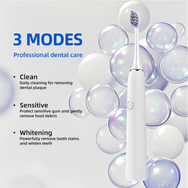 OEM ODM cepillo de dientes eléctrico portátil IPX7 recargable con vibración sonora para adultos