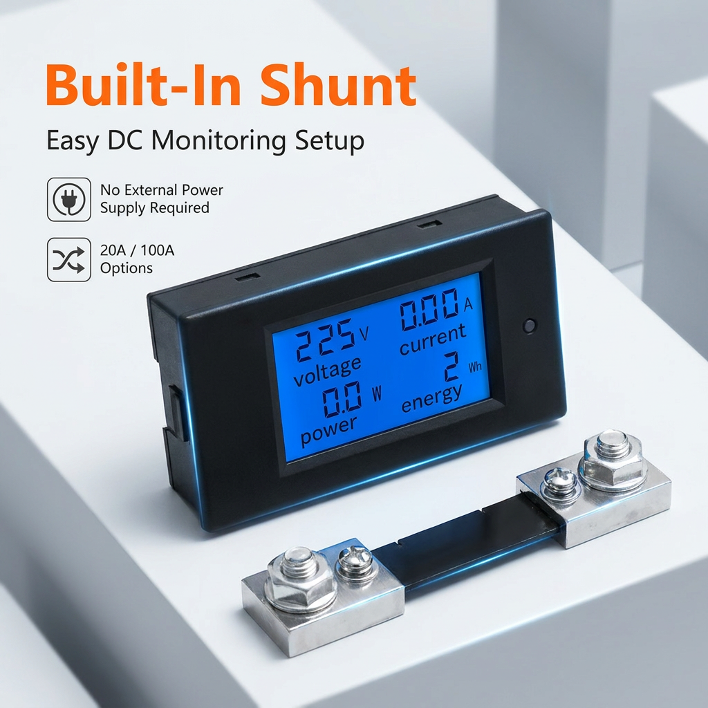 DC LCD Digital Power Meter Module Voltage Current Energy Monitor Panel Meter 89.6 X 49.6 X 24.4mm Digital Voltage Meter