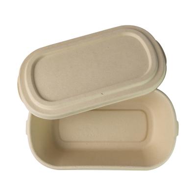800ml recipientes de empacotamento descartáveis retangulares, caixa de bambu da celulose da fibra
