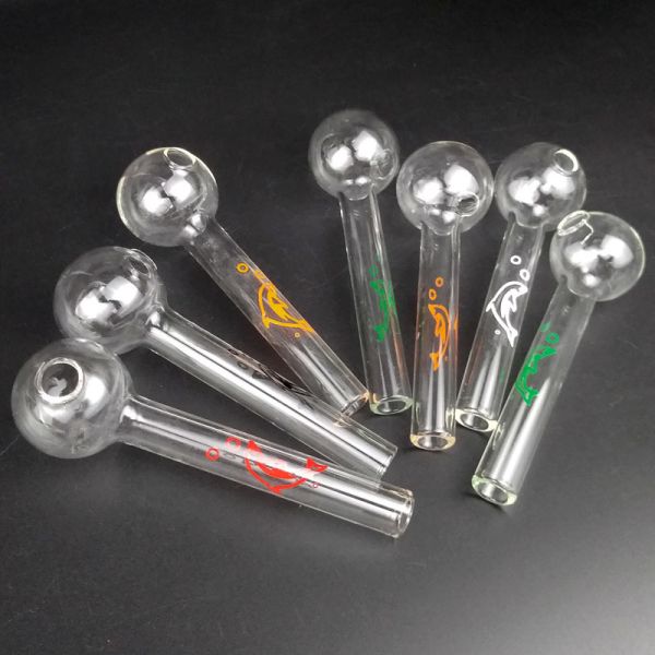 4 Inches Pyrex Glass Oil Burner Pipe , Daily Use Glass Oil Nail Mix Colors