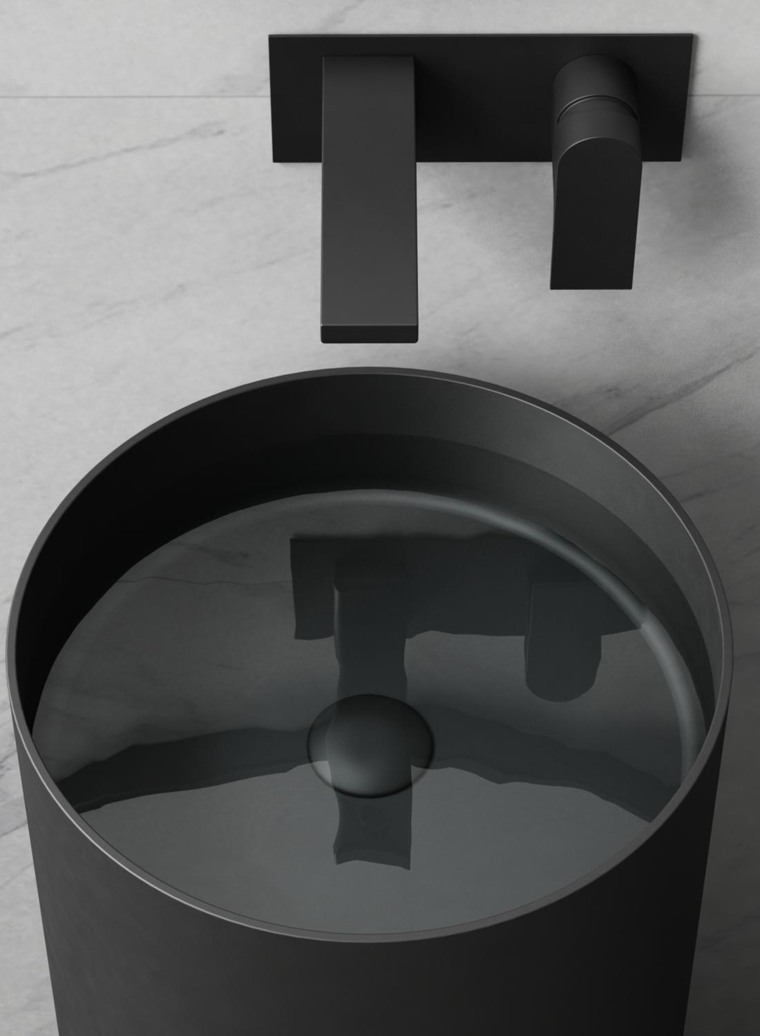 Anti Scratch Bathroom Pedestal Basin Matte Black Freestanding Sink 400mm OEM