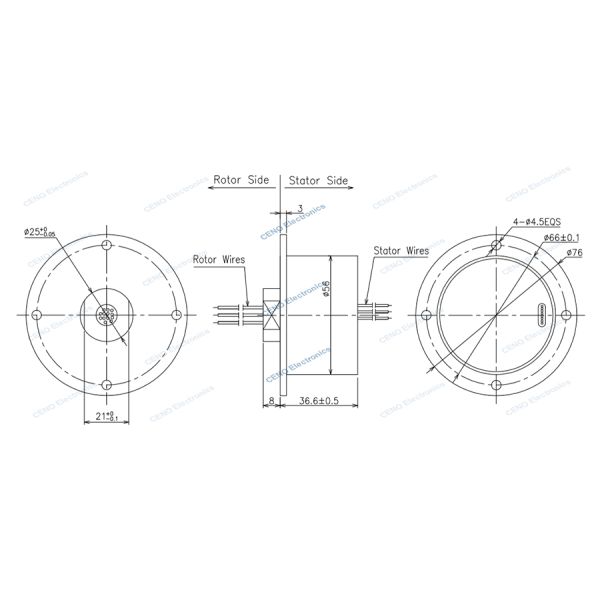 5 Circuits RS422 Signal Slip Ring with Precious Metal For Induatrial System