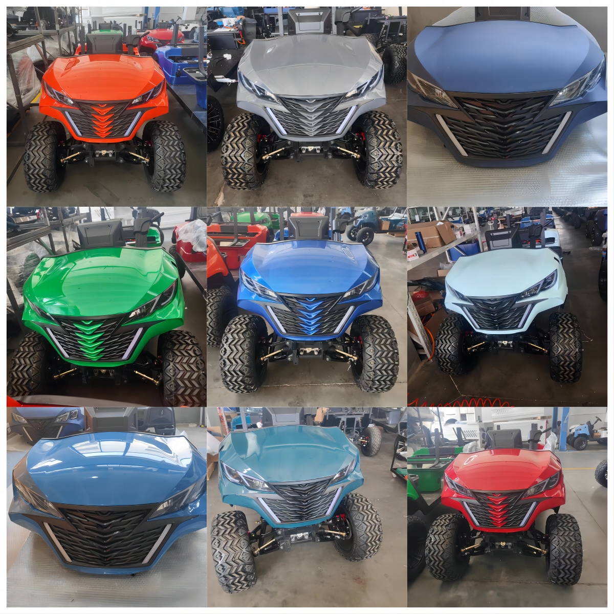 Blue 4+2-Seater Electric Off-Road Luxury Golf Cart Lithium Battery Equipped With 14-Inch Off-Road Tires Customizable color and LOGO