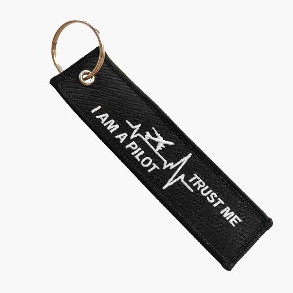 Personalized Pilot Keychain - TRUST ME Design with Anti-Fade Stitching & Water-Resistant Polyester Fabric