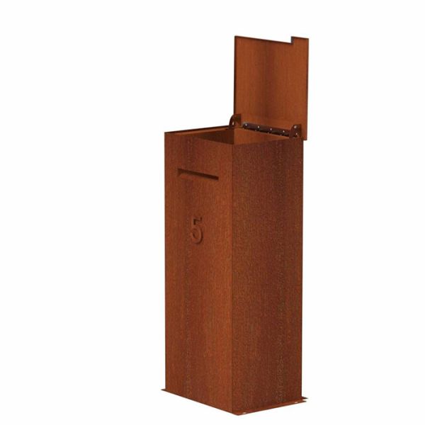 Modern Large Outdoor Weathered Steel Garden Sculpture Mailbox And Post