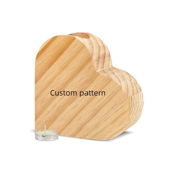Home Decor Gifts Custom Heart Shape Blank Wooden Sublimation Candle Holder
