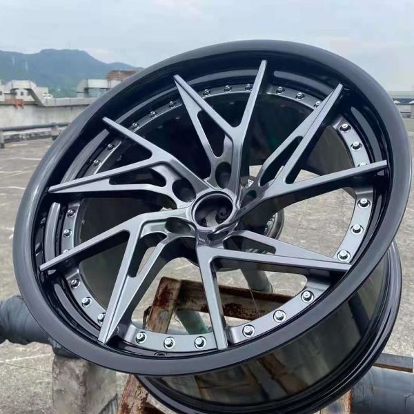 factory Customized 2 piece brushed grey luxury aluminum alloy forged wheel rim for porsche