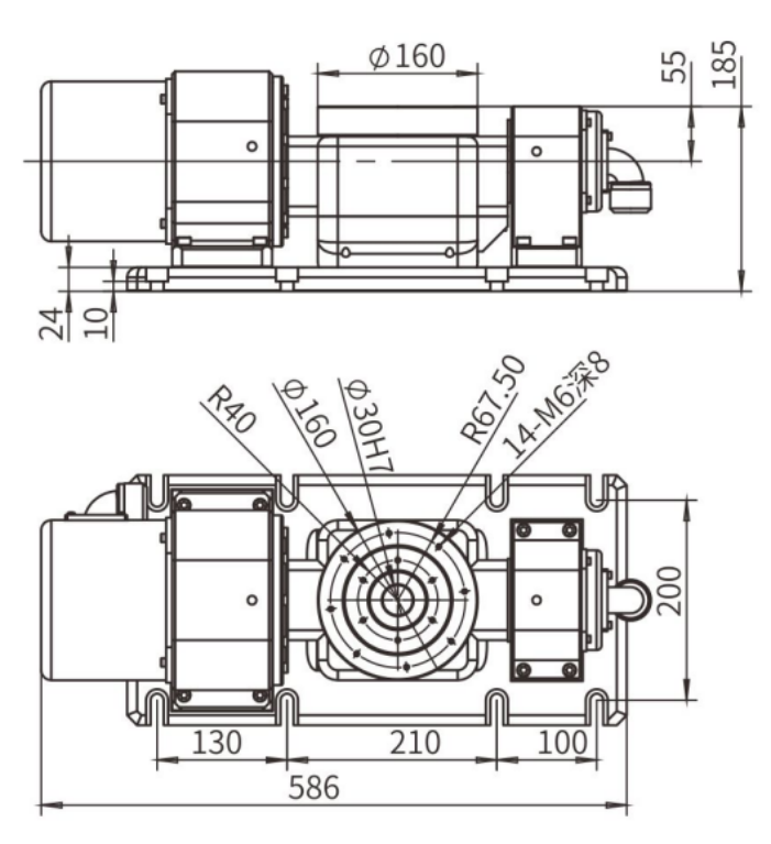 Hybrid Harmonic + Cycloidal Drive 5th Axis Rotary Table with ±110 deg Tilt Angle and Compact 185mm Height