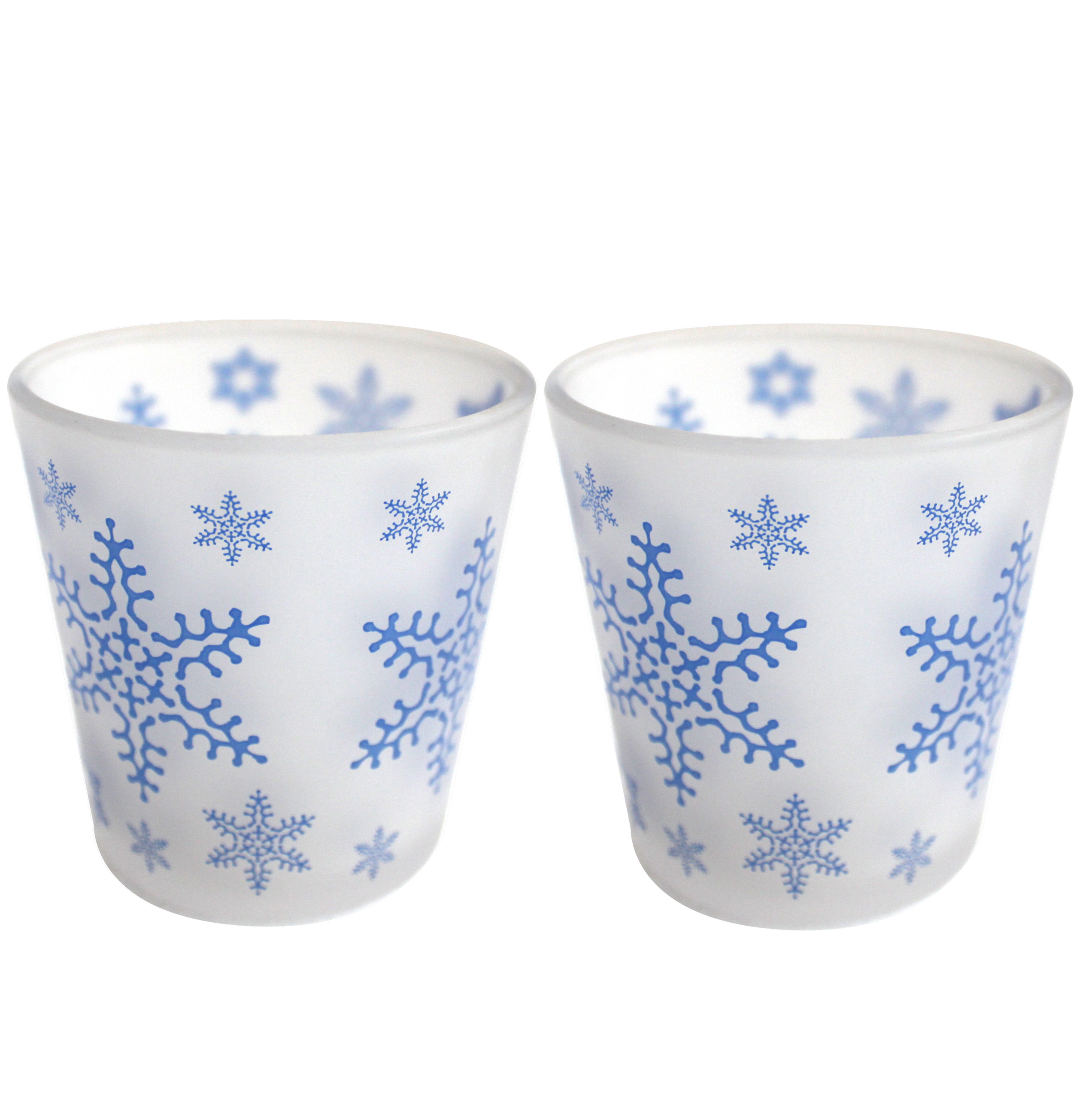 Snow Glass Candle Holders