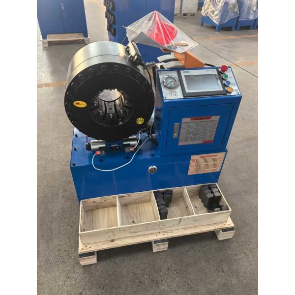 Hydraulic 3 Inch And 4 Inch Electric Shorter Model Button System Blue Color Industrial Braided Hose Crimping Machine 3kw Compact Structure