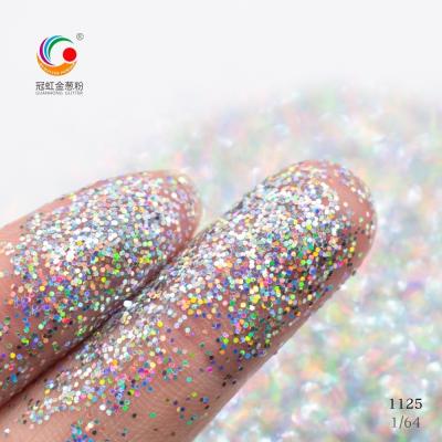 OEM Extra Fine Laser Hexagonal Bulk Holographic Glitter Powder Silver Polyester