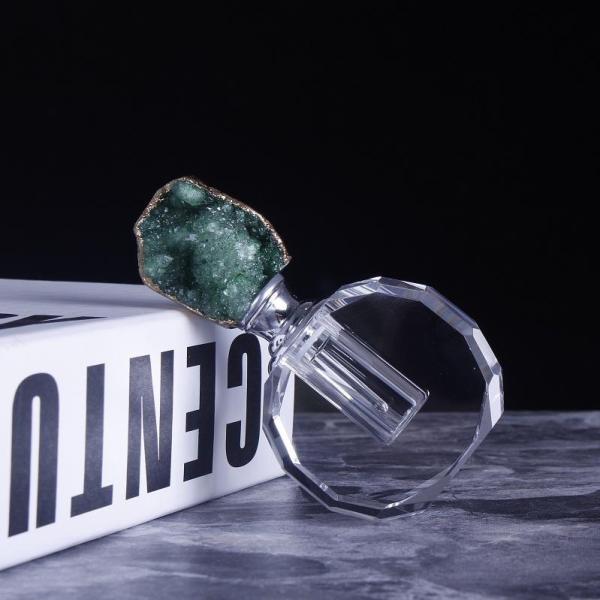 Wedding Gift Natural Crystal Round Agate Glass Perfume Oil Bottle Custom