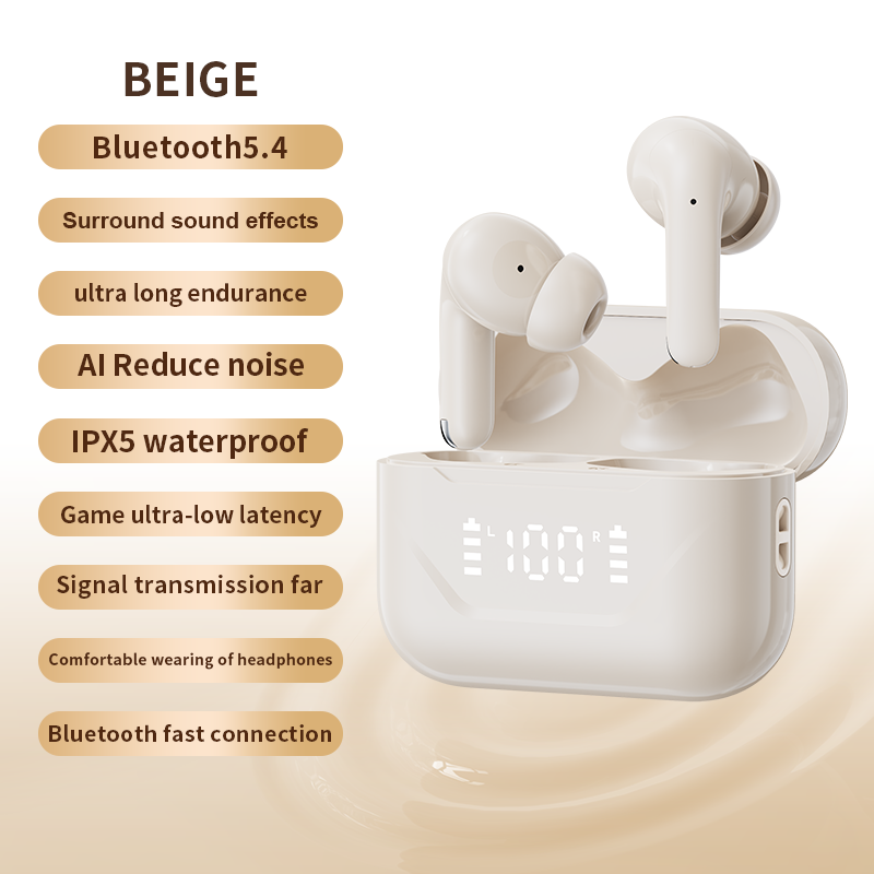 Wireless Earphones 5.3 Edition LED Battery Display ENC Call Noise Reduction True Wireless Stereo In Ear Earphones 360 ° Panoramic Stereo I5 Sweatproof Sports Running Fitness Suitable for Mobile Phones