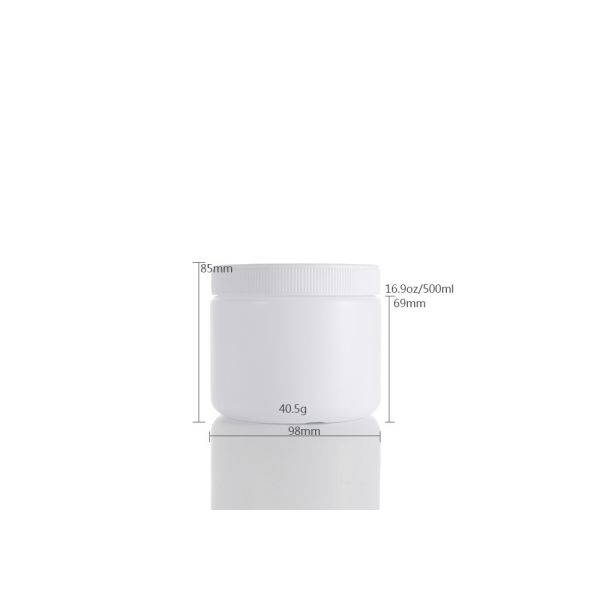 500ml Cylindrical HDPE Face Cream Jars For Tooth Protein Powder