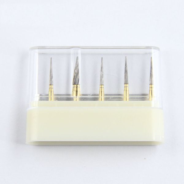 Lab Tungsten Dental Carbide Bur Taper Pointed Head Trimming Finishing Gold