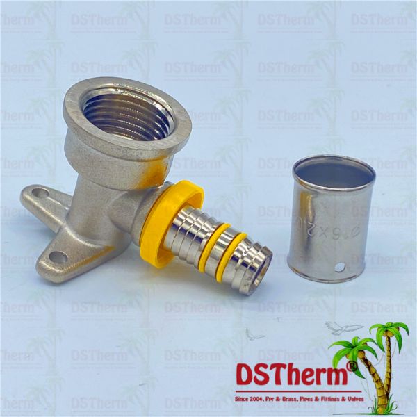 Штуцеры прессы газа локтя латунной арматуры трубы Pex алюминиевой Pex покрытые стеной женские продетые нитку