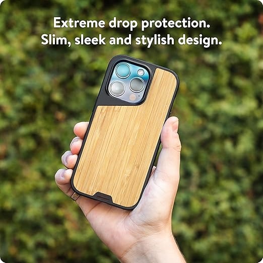 Limitless 5.0 Shockproof Magnetic Leather Wood Polycarbonate Phone Cover Protective Case Compatible for iPhone 15 Pro Max Plus