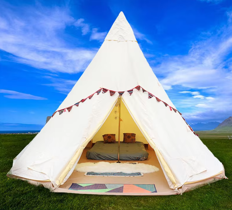 Роскошный Glamping водонепроницаемая хлопчатобумажная гостиничная палатка с вентиляцией для семейной палатки на улице