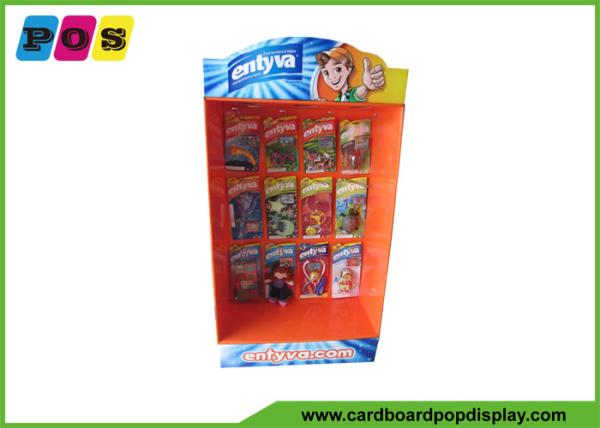 Portable Retail Cardboard Power Wing Display Stand With Metal Pegs For Toys
