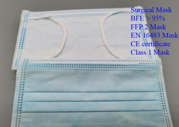 Non Irritating 3 Ply Non Woven Face Mask , Recyclable Elastic Ear Loop Mask