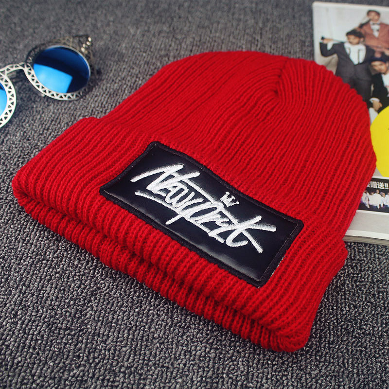 Unisex Acrylic Knitted Cuffed Winter Beanie Hats Plain Blank Dyed Solid Color