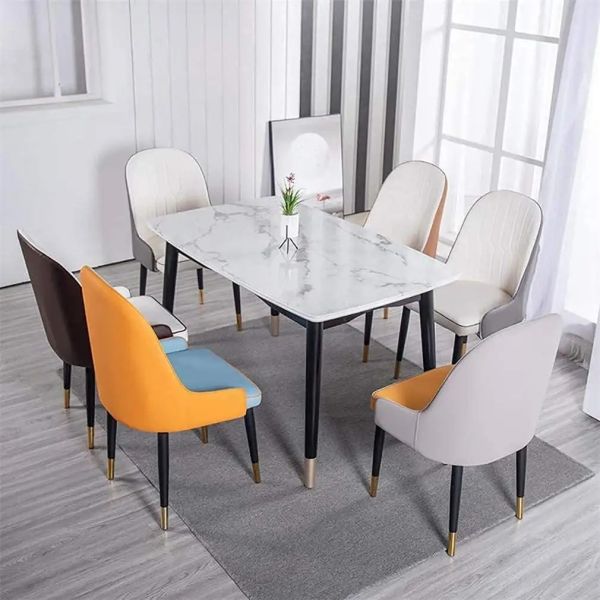 Estilo italiano colorido sillas de Parsons tapizadas de cuero de PU para el restaurante en casa