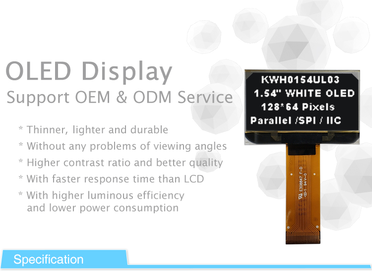 1.54Inch OLED Display 128x64 Module I2C SPI Screen With 24 Pin ZIF Connector